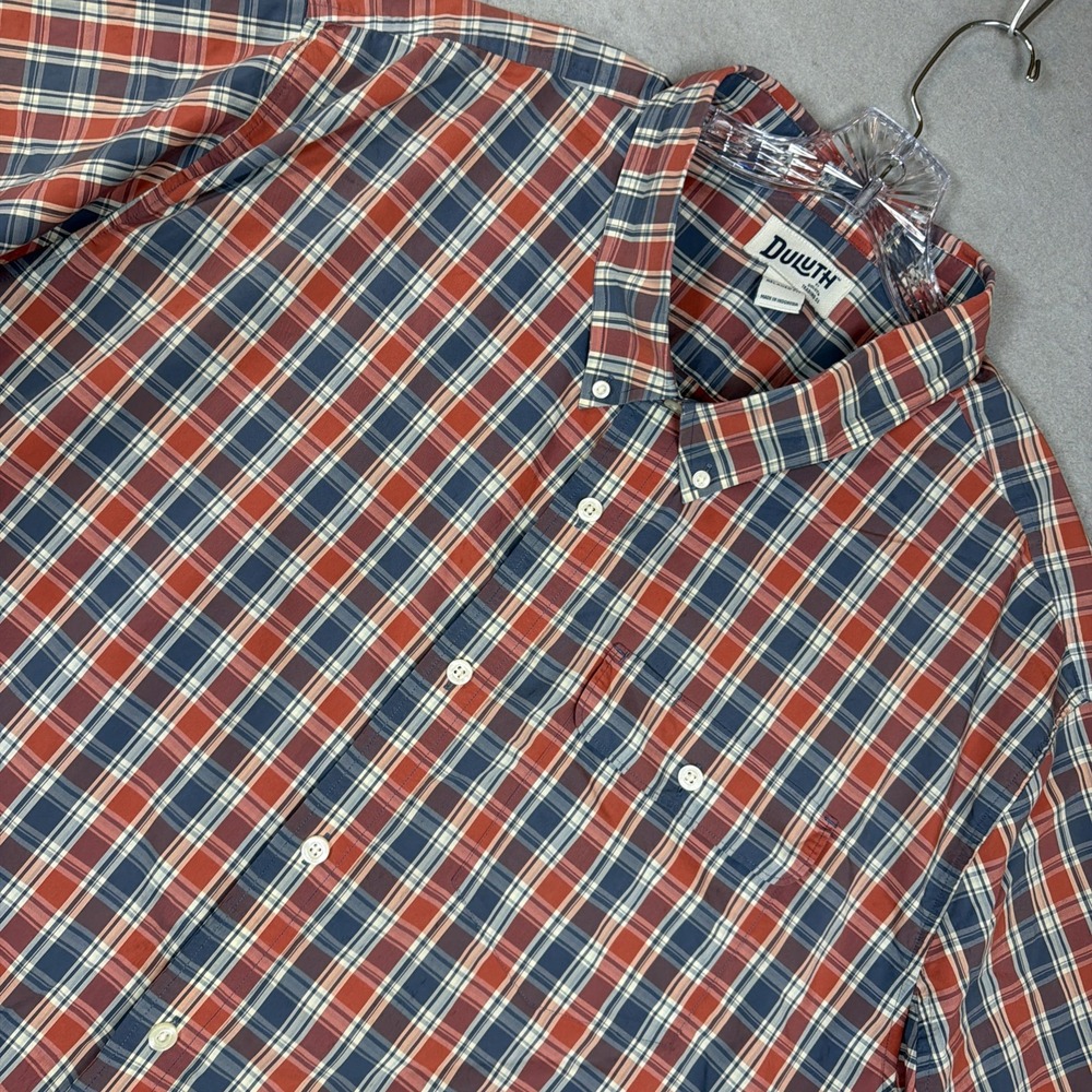 Duluth Trading Co Orange Plaid SS Button-Down Shirt 3XL Relaxed Fit
